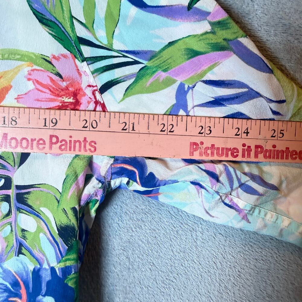 Tommy Bahama Womens Floral Tropical Blouse Medium 100 % Silk Resort Hawaiian Top - Picture 4 of 6